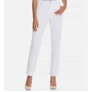 Charter Club | White Textured Denim Classic Straight Stretchy Short Length Jeans